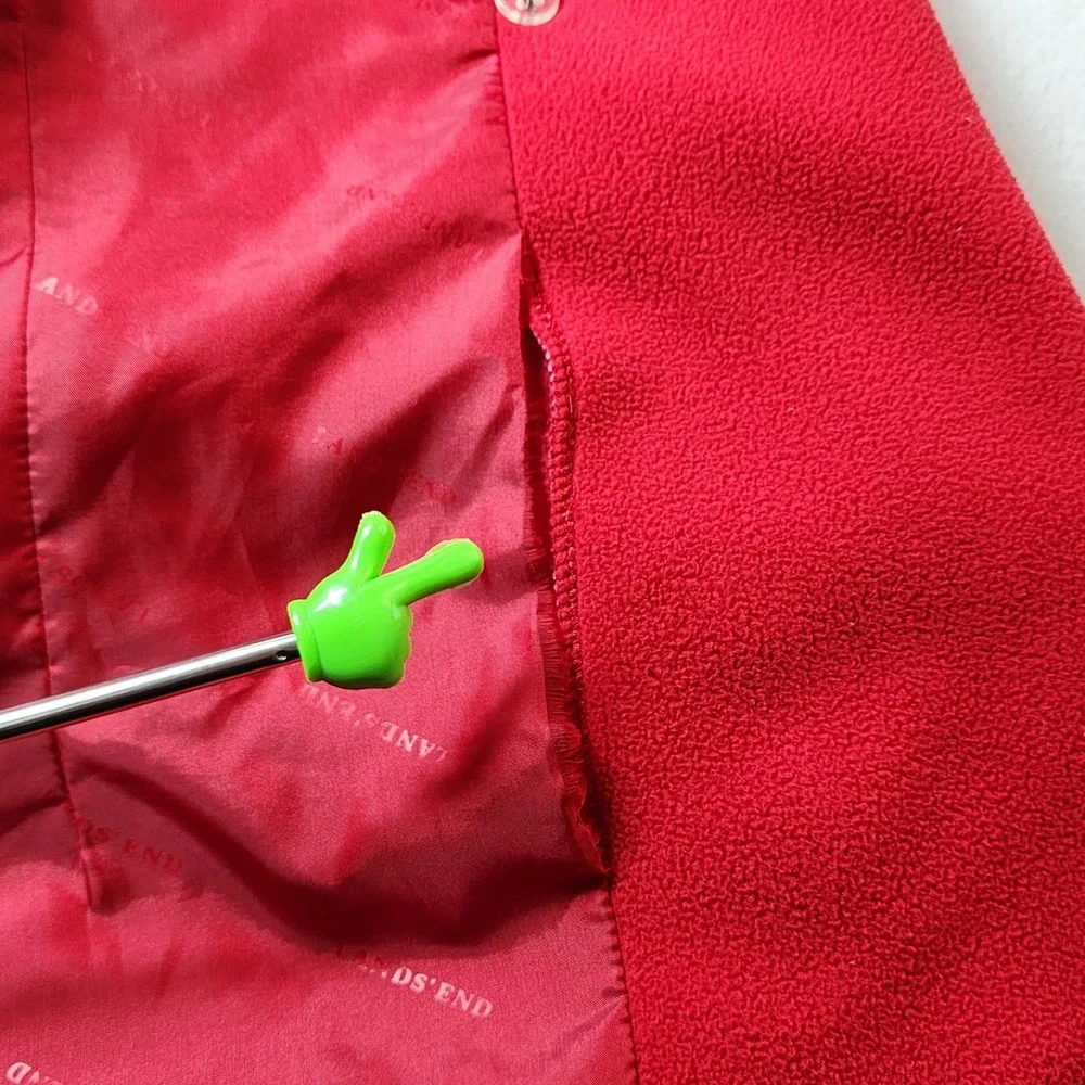 Lands‎ End Red Fleece Peacoat Jacket Womens 3X Plus Preppy Double Breasted